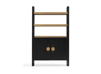 Kast met planken Houten kast Kasten Hout Zwart Design Goud Nieuw