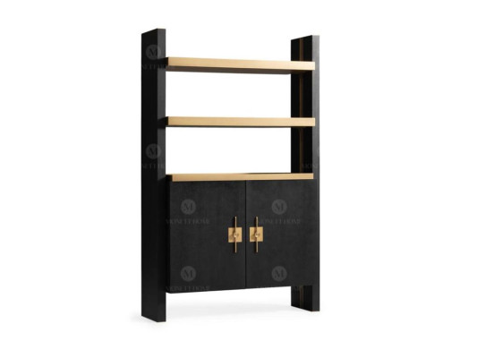 Kast met planken Houten kast Kasten Hout Zwart Design Goud Nieuw