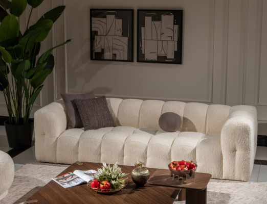 Bank Luxe Driezitsbank 3-Zits Stoffen Bank Gestoffeerde Bank Stof Wit