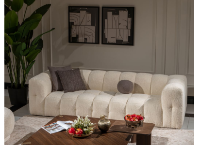 Bank Luxe Driezitsbank 3-Zits Stoffen Bank Gestoffeerde Bank Stof Wit