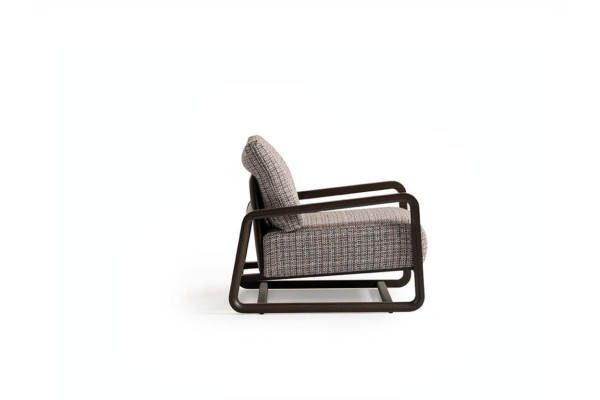 Fauteuil éénzitter stoel Grijs Hout Woonkamer Tv-fauteuil Relaxfauteuil