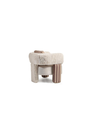 Fauteuil éénzitter clubfauteuil wit stof zitting woonkamer cocktailsfauteuil