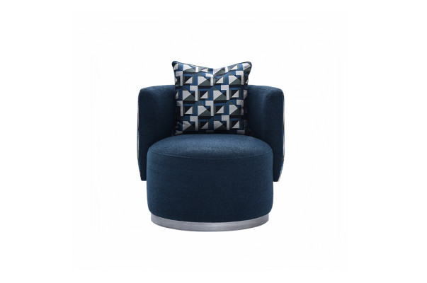 Relaxstoel Stoel Modern Blauw Bekleding Stof Zits Ontwerp Modern