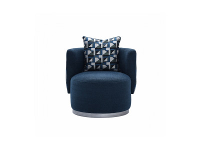 Relaxstoel Stoel Modern Blauw Bekleding Stof Zits Ontwerp Modern