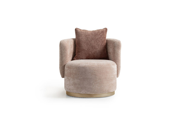 Fauteuil Relaxfauteuil Modern Beige Bekleding Stof Zitter Stoel Ontwerp