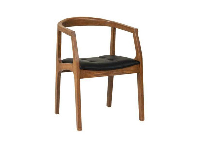 Stijlvolle houten eetkamerstoel Bruine eenzitter Luxe 1-zits fauteuil