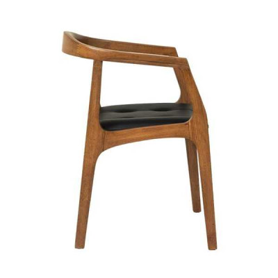 Stijlvolle houten eetkamerstoel Bruine eenzitter Luxe 1-zits fauteuil