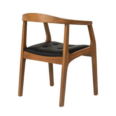 Stijlvolle houten eetkamerstoel Bruine eenzitter Luxe 1-zits fauteuil