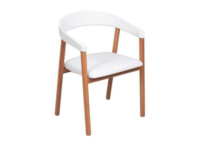 Witte bruine armleuningstoel eetkamerstoelen houten stoel gestoffeerde stoelen