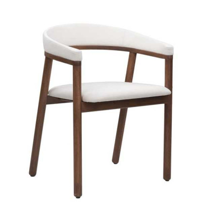 Eetkamerstoel Witte houten stoel Moderne fauteuil met armleuningen Stoelen