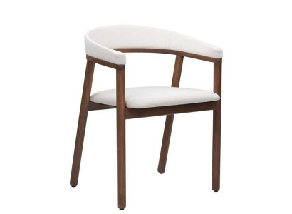 Eetkamerstoel Witte houten stoel Moderne fauteuil met armleuningen Stoelen