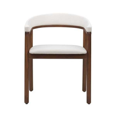 Eetkamerstoel Witte houten stoel Moderne fauteuil met armleuningen Stoelen