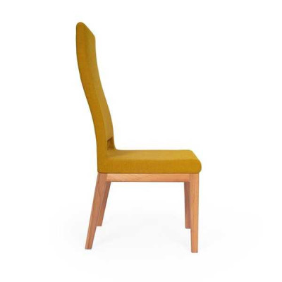 Gele eetkamerstoel woonkamerfauteuil éénpersoons houten poten moderne stoelen stoel