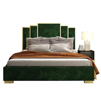 Bed 2x Nightstand 3-piece Bedroom Set Modern Luxury Design Nightstands