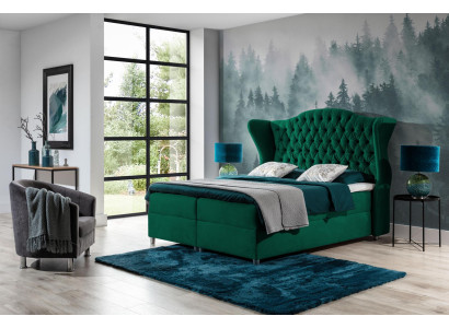 Chesterfield boxspring bedden hotelbed slaapkamer fluweel luxe meubels