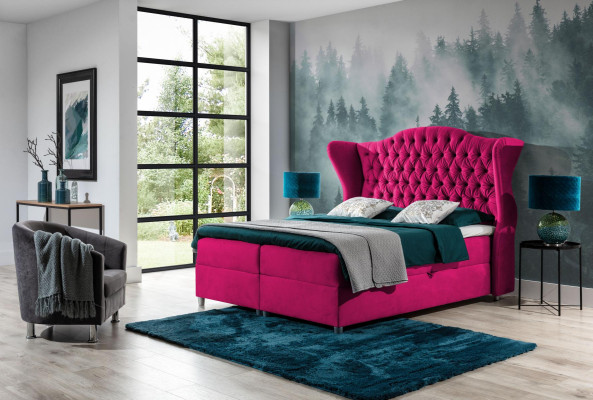 Chesterfield boxspring bedden hotelbed slaapkamer fluweel luxe meubels