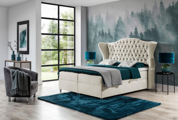 Chesterfield boxspring bedden hotelbed slaapkamer fluweel luxe meubels