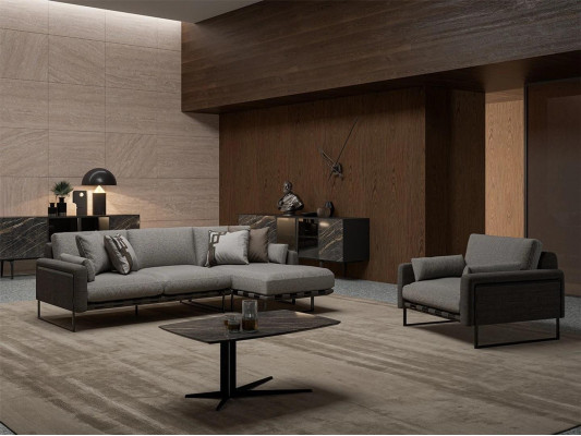 Woonkamer Designer hoekbank L-vorm Fauteuil Luxe salontafel Inrichting