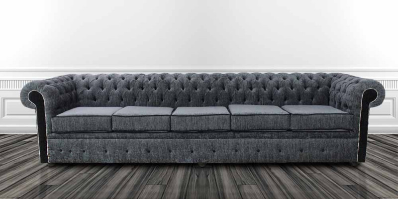 Chesterfield 5-zits klassieke luxe barok rococo bankstel stof leer
