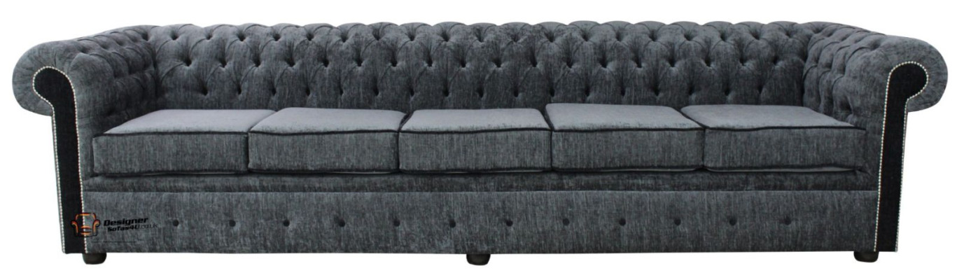 Chesterfield 5-zits klassieke luxe barok rococo bankstel stof leer