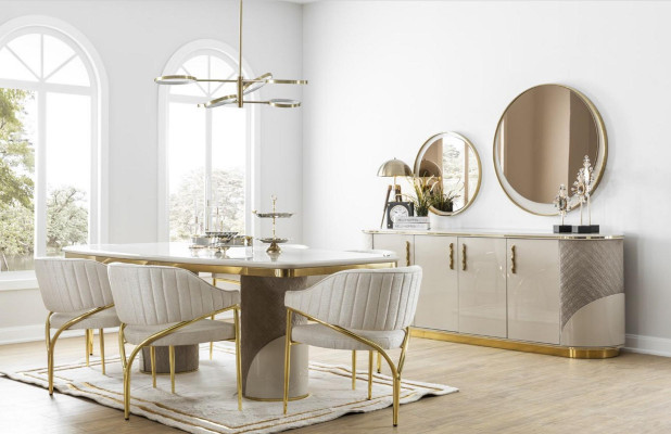 Dressoir 2x Spiegel Woonkamer Ontwerp Luxe Meubelen Console Tv-meubel Beige