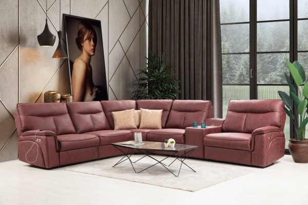 Hoekbank L-vorm Design Woonkamer Luxe Zitmeubels Modern Rood Meubels met Bekleding