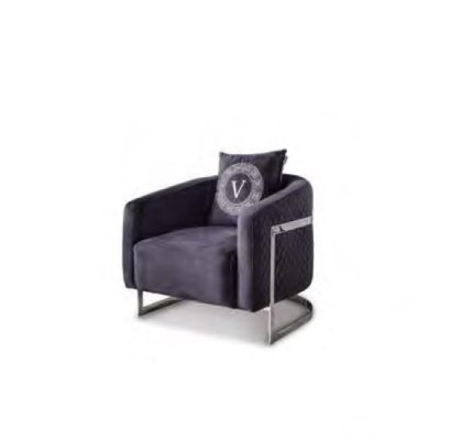 Zwarte fauteuil eenzitter gestoffeerd loungestoel woonkamer meubels