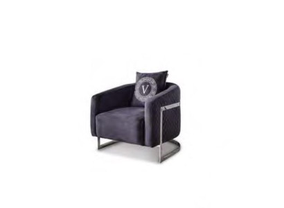 Zwarte fauteuil eenzitter gestoffeerd loungestoel woonkamer meubels