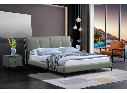 Bed Leder 2x Nachttafel 3-delig Slaapkamer Set Meubilair Modern Luxe Bedden Nieuw