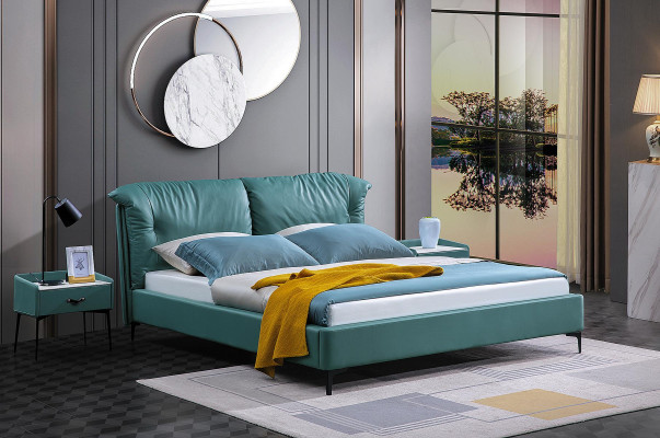 Ontwerp bed Bedden Textiel Leer Hotel Luxe Bekleed Twee Nieuwe Slaapkamer.