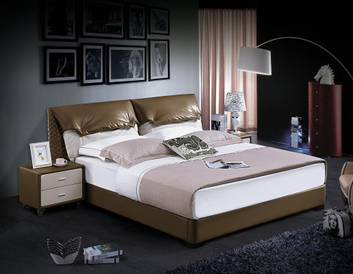 Klassiek bed Tweepersoonsbed Bedden Hout Bruin Stijl Echt hout Slaapkamer Nieuw