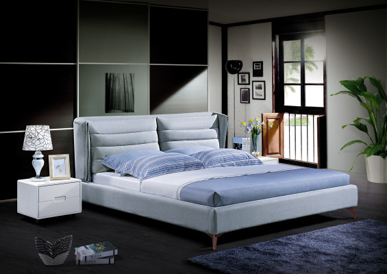 Houten design bed. Dubbel luxe huwelijk modern hotel frame slaapkamer.