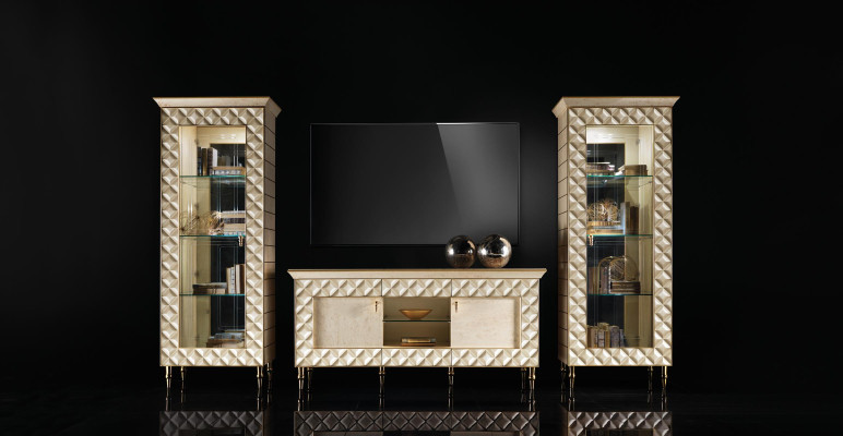Wandmeubel vitrine tv dressoir kast muur barok rococo ontwerp