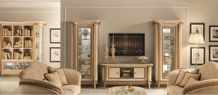 Ontwerp woonkamer wand dressoir 2x kast laag tv dressoir buffet 3-delig set vitrine