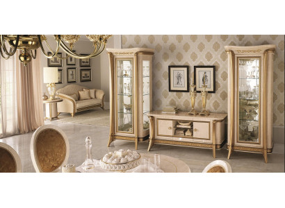 Woonkamerset Woonkamer Sideboard 2x Vitrine 3-delige woonwand arredoclassic  Woonkamerset Woonkamer Dressoir 2x Vitrine 3-delige wandmeubel arredoclassic