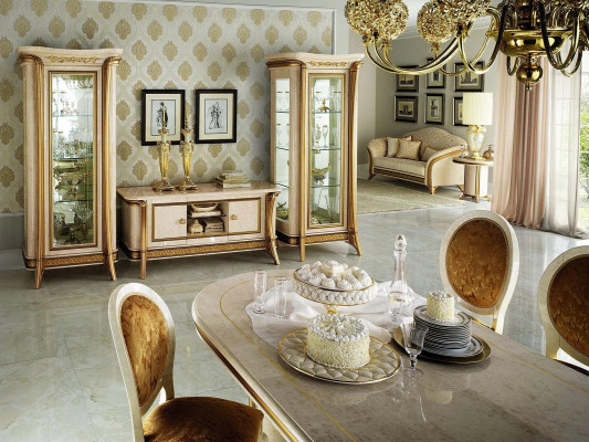 Woonkamer dressoir 2x vitrine 3-delig woonkamer meubel arredoclassic set ontwerp  Woonkamer dressoir 2x vitrine 3-delig woonkamer meubel arredoclassic set ontwerp