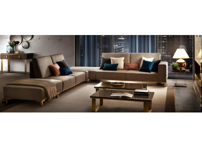 Luxe meubel hoekbank L vorm bank ontwerp bekleding textiel bankstellen houten set