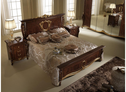 Klassieke slaapkamerset Bed 2x nachtkastje Luxe beddenmeubilair 3-delig hout Nieuw