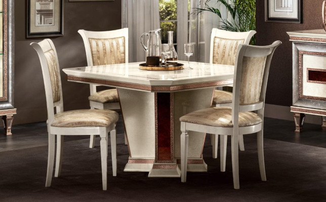 Compleet set eettafel 4x stoelen eetkamerset eetgroep houten tafel tafels 5-delig