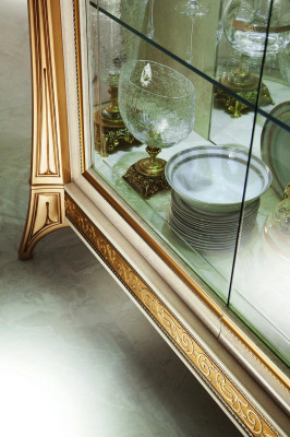 Vitrine Vitrinen Schrank Glasschrank Wohnzimmer Regal Rokoko Barock Echtes Holz - Toonkast Weergavekast Woonkamer Rek Rococo Barok Echt Hout
