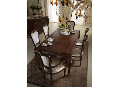 Klassieke eettafel tafel hout eetkamer set 2x stoel met armleuning 3-delig.