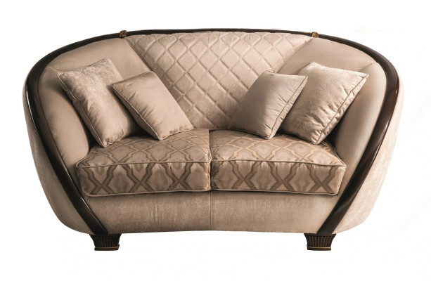 Woonkamer stoffen bank sofa 2-zits designbank beige textiel bekleding Wohnzimmer Stoffsofa Zweisitzer Designer-Sofa beige Textilbezug