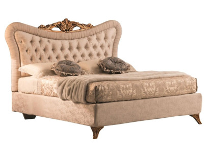 Bedden Chesterfield Design Tweepersoonsbed Meubels Bekleding Textiel Beige 180x200 Bed