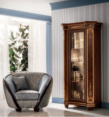 Vitrine Glazen kast Kast Muur Boeken Vitrines Hout Rustiek Barok