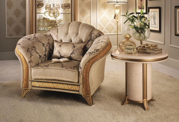 Klassieke fauteuil televisiebank 1-zits bank ontwerper textiel bekleding nieuw