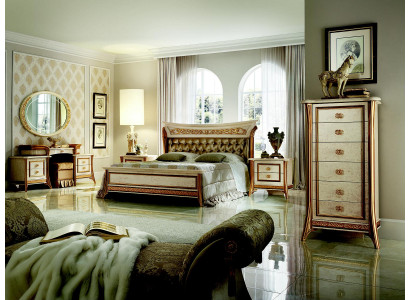 Edele designer slaapkamer bed tweepersoons bedden Chesterfield Jugendstil