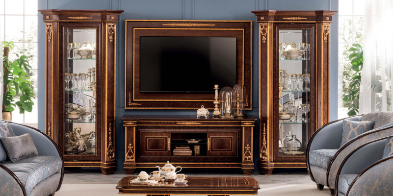Wandkast Vitrine RTV Sideboard Kast Wand Rococo Ontwerp Barok