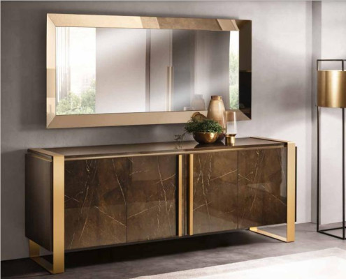 Buffet Dressoir Ladenkast Spiegel Echt Handwerk Houten Plank Planken 2-delig