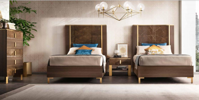 2x Bed + Nachtkastje 3-delige slaapkamerset Designer Luxe Slaapkamer