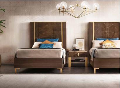 2x Bed + Nachtkastje 3-delige slaapkamerset Designer Luxe Slaapkamer